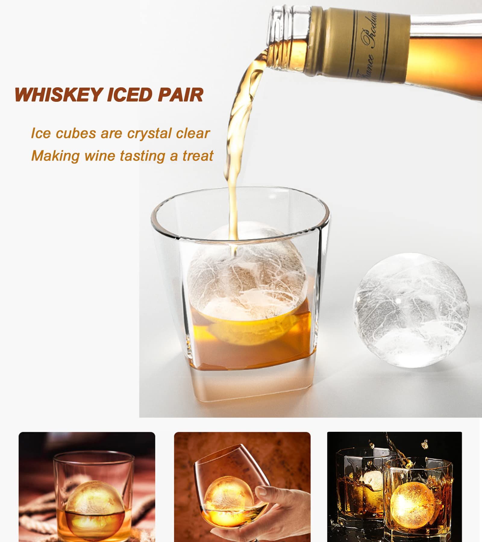 Ice Ball Maker, Set of 3 2.5 Inch Ice Spheres Mold,Round Ball ice Cube Mold for Whiskey Cocktails Juice Beverages Bourbon โ image 2