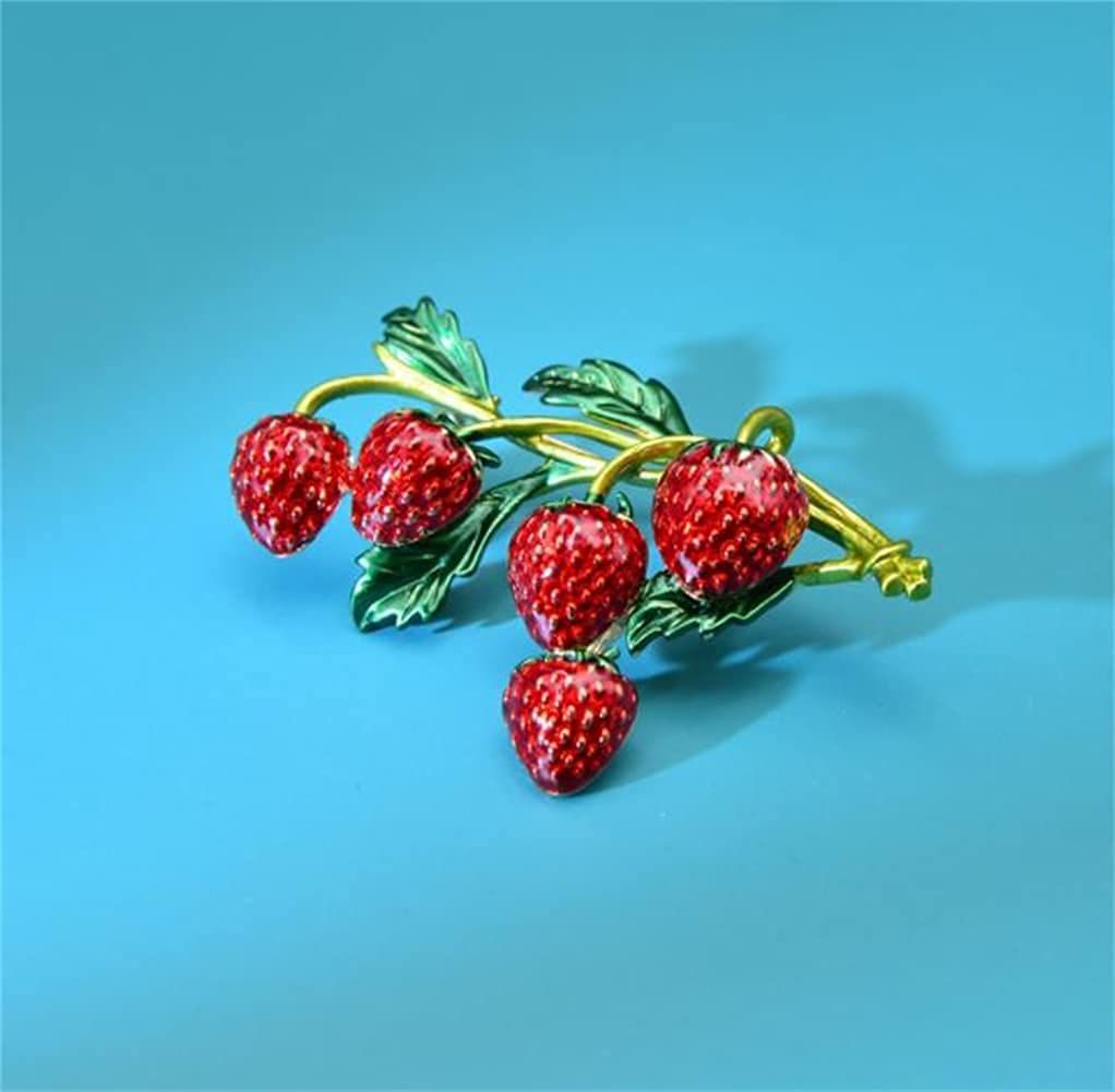 Strawberry Enamel Brooch For Women Red Strawberry Pin Brooch Fruit Brooches Pins Badges for Clothing Backpacks Bag — image 4