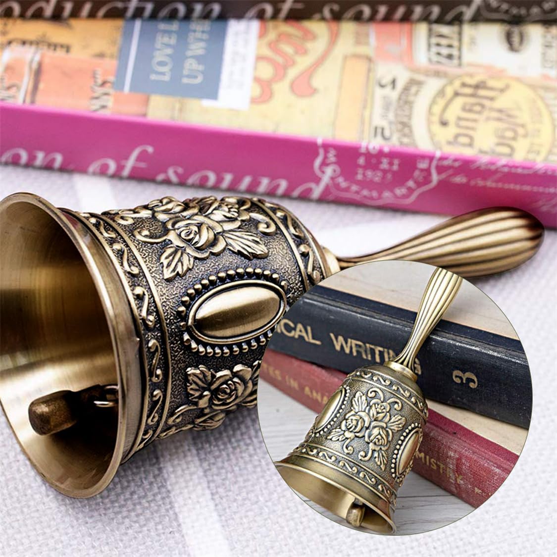 Hand Bell Service Call - Vintage Metal Dinner Bell for Weddings, Seniors, Bedside - 1 Pack โ image 3