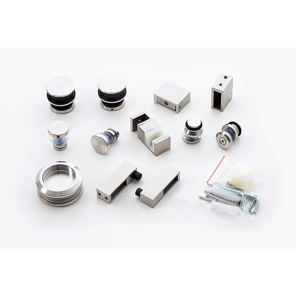 Frameless Glass Sliding Shower Door Hardware Rail Set Nickel — image 4