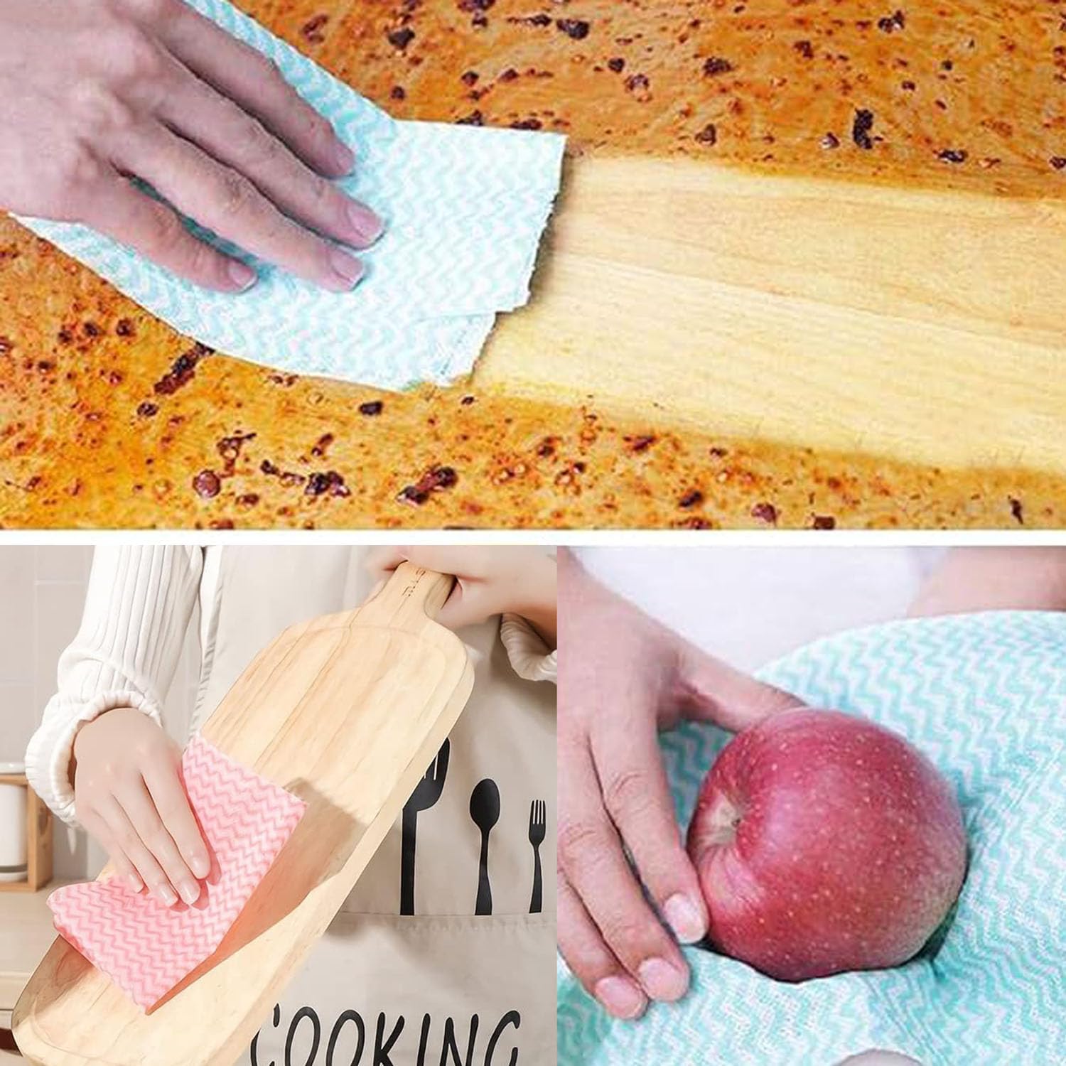 Disposable Cleaning Towel (4 Rolls /200pcs) Reusable Cleaning Wipe, Dish Towels Dish Rags Reusable Quick-Dry — image 5