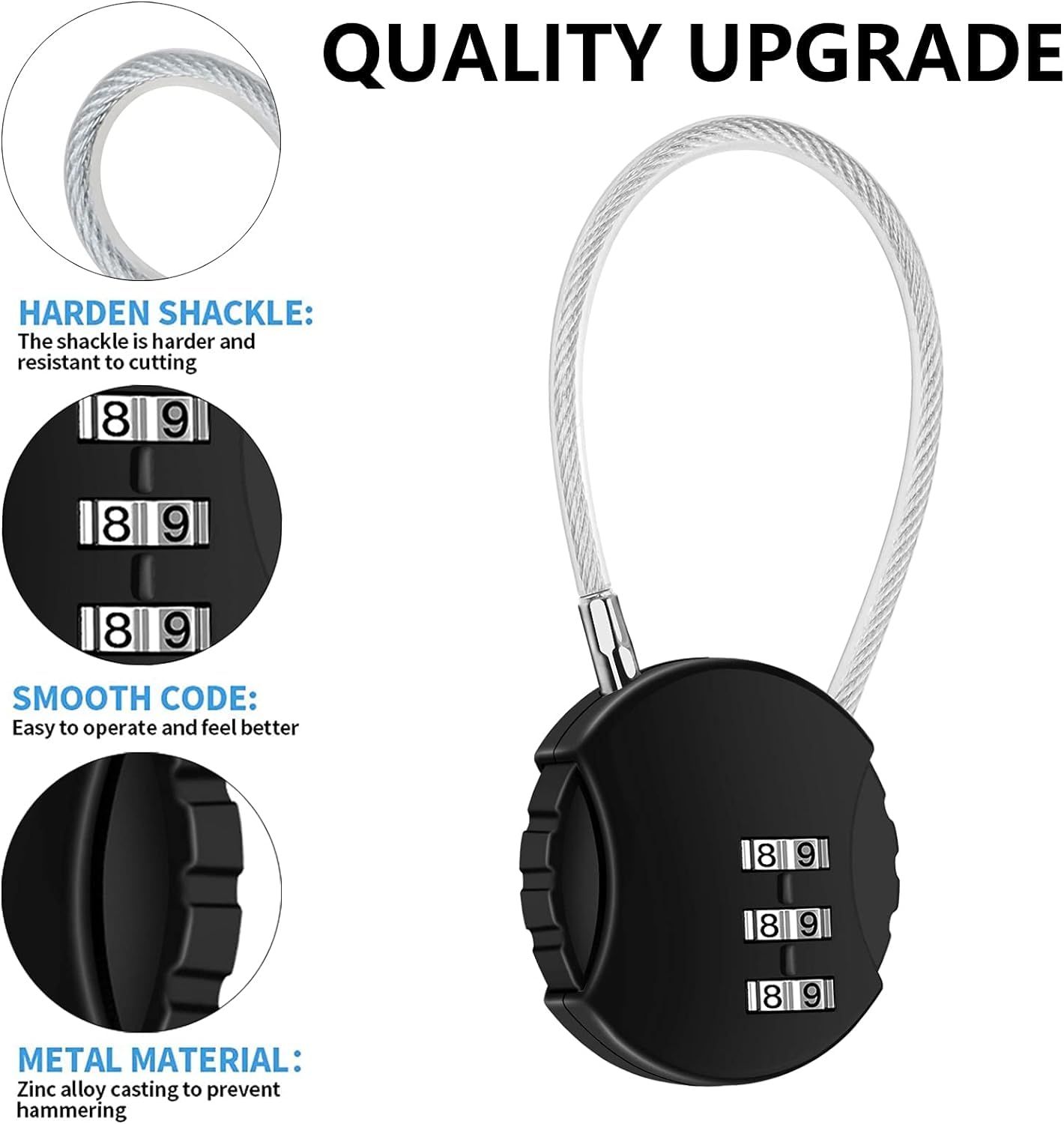 2 Pack Combination Lock 3 Digit Outdoor Waterproof Padlock for School Gym Locker, Sports Locker, Luggage,Fence, Toolbox, Gate — image 3