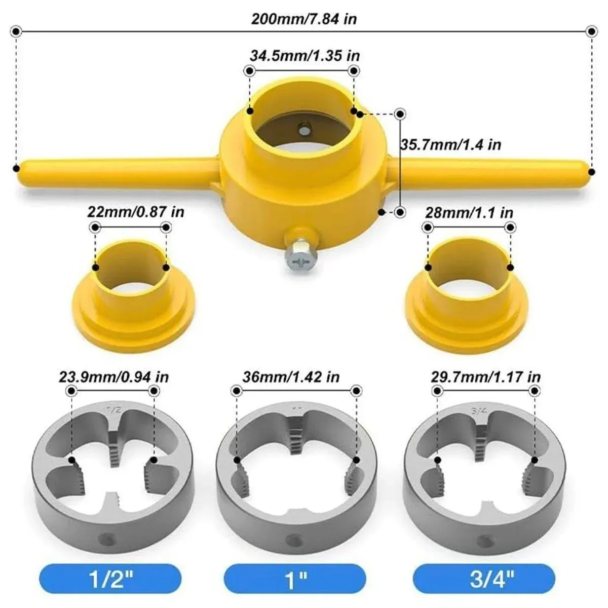 6Pcs Set Plumbing Water Pipe Die Plastic Maker Screw Die Pipe Thread Hand Tool โ image 3