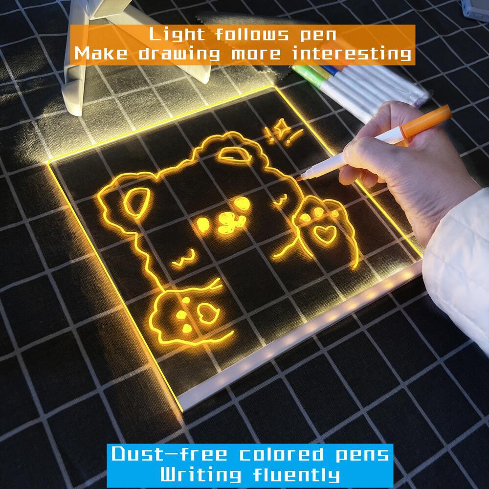 30*30cm DIY Erasable Children's Drawing Board - LED Light Blackboard with Stand for Writing and Doodling โ image 3
