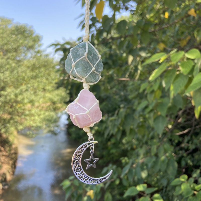 Car Charm Hanging Crystals Car Accessories,Healing Crystal Accessories- Dangling Moon,Rearview Mirror Decorations Hanging — image 3