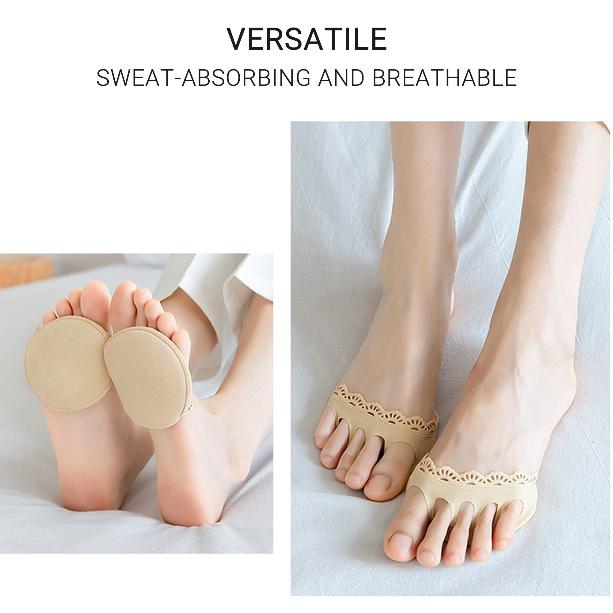 5 Pairs Honeycomb Fabric Forefoot Pads for Men Women,Soft Ball of Foot Cushion Pads,Invisible Metatarsal Socks Pads — image 4