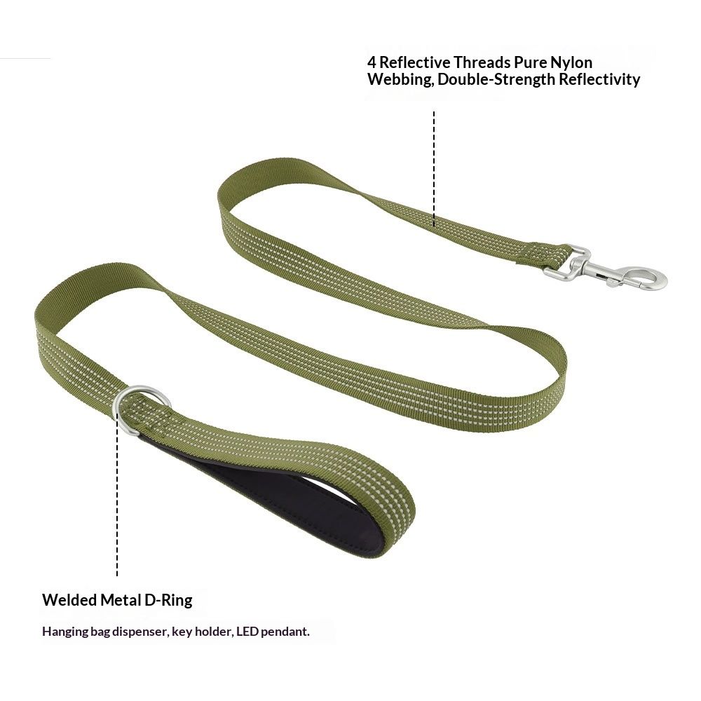 Dog leash with four reflective wires for walking dogs at night，for Obedience Training Easy to Use, Lightweight, Soft for Large and Medium Dogs — image 2