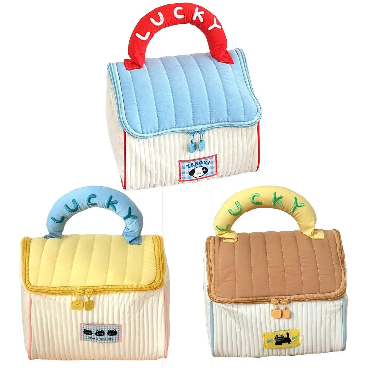 Cute Cabin Cosmetic Bag Large Capacity Portable Travel Storage Handheld Wash Bag - Yellow — image 3