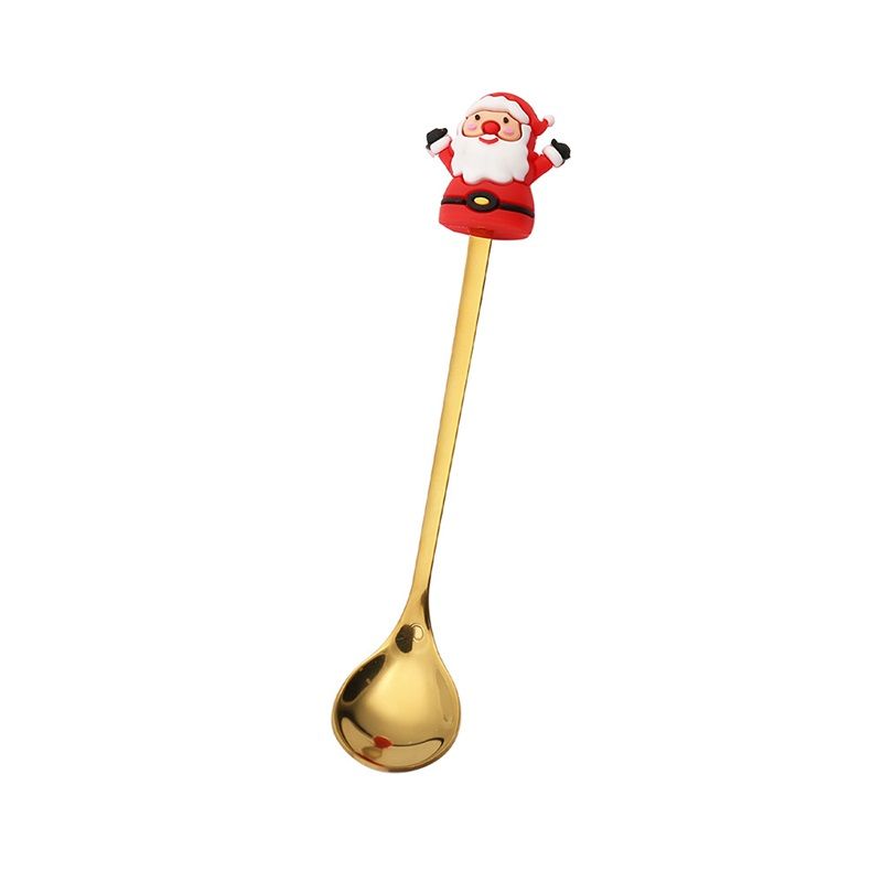 4PCS Christmas Spoon Fork Set Stainless Steel Santa Christmas Tree Shaped Decor Tableware for Home Dinner with Red Box — image 4