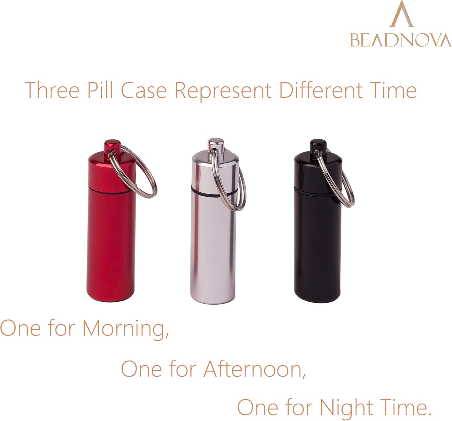 Pill Holder Keychain Medicine Container Small Portable Pill Case Aluminium Fob Carrier with Medicine (3pcs, 3 Colors Per Pack) โ image 5