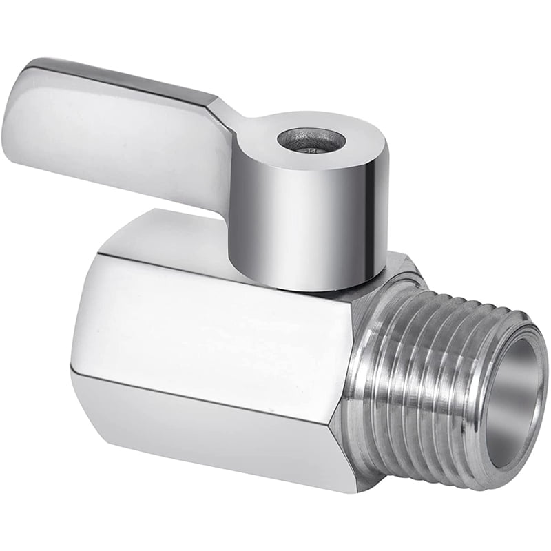 Shower Shut Valve, 304 Stainless Steel Mini Ball Valve NPT Thread(1/2Inch Male x 1/2Inch Female) 1 Pack Silver — image 2