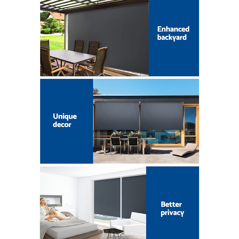Instahut 2.7X2.5M Outdoor Blinds Awning Roll Down Canopy Retractable Outdoor Blinds Window Shade Grey — image 6