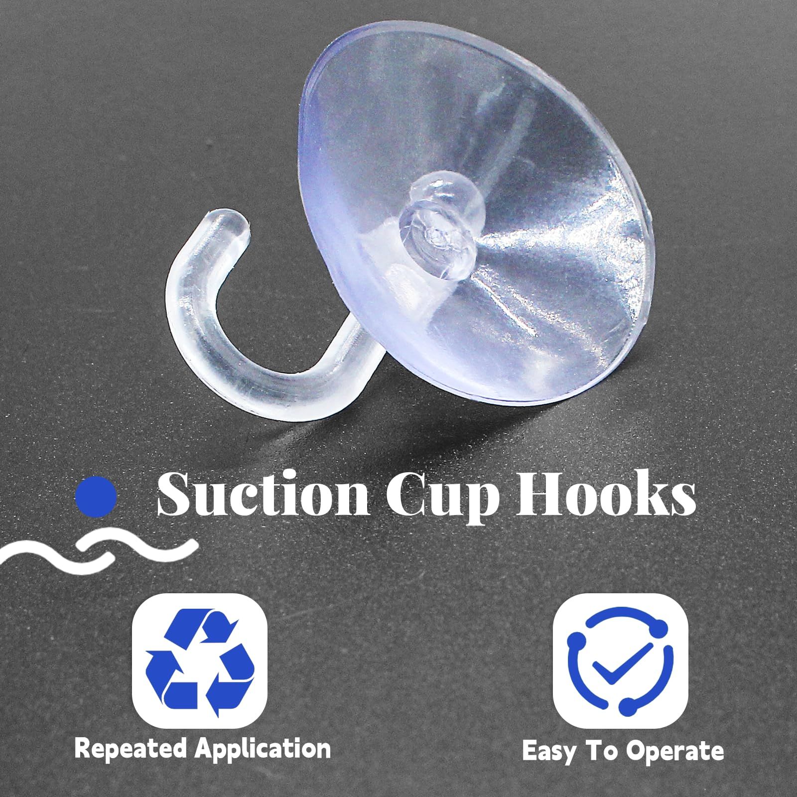 3 Pack Suction Cup Hooks, Clear Plastic Suction Cups Wall Hooks Transparent Reusable Suction Cups Sucker Pads Hooks (30mm) โ image 5