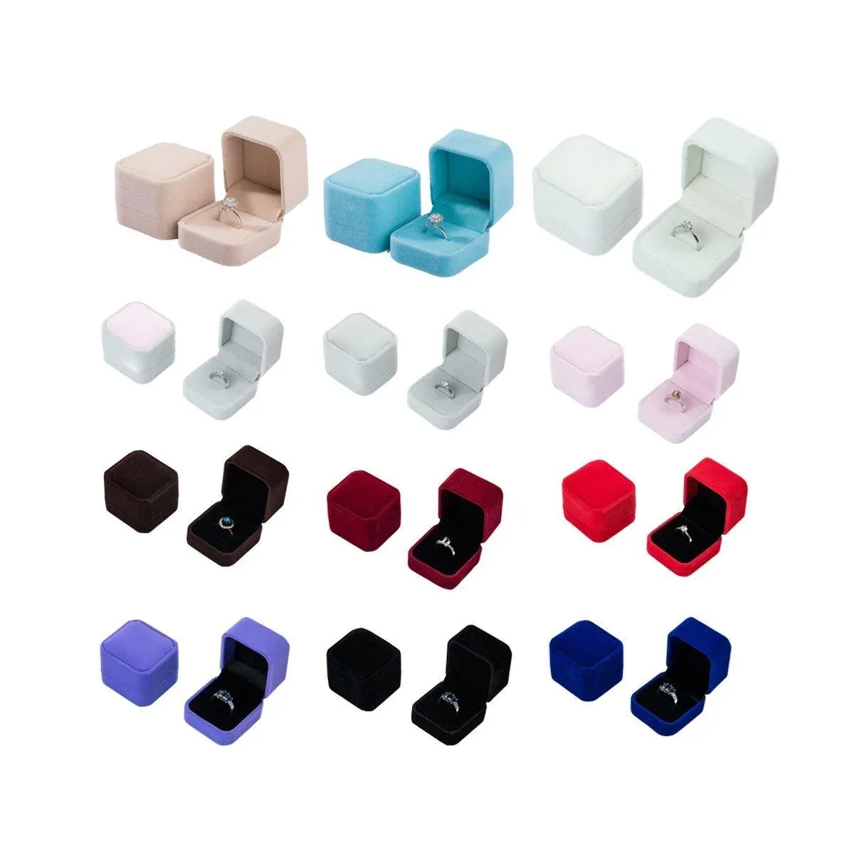 10X Flannel Ring Jewelry Earring Ring Jewelry Boxes Exquisite Gift Organizer - Date Red โ image 3