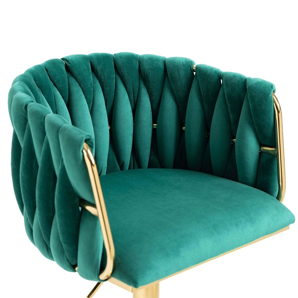 SERENITà Modern Velvet Breakfast Bar Stools Swivel Barstools Adjustable Counter Stools with Backrest Set of 2 Emarald Green — image 6