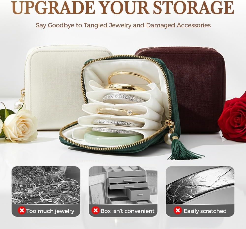 Travel Jewelry Case, Small Velvet Jewelry Pouch Bag with Zipper, Mini Portable Organizer for Earrings Rings Necklaces, Anti-Scratch Portable Storage Bag (Smog — image 4