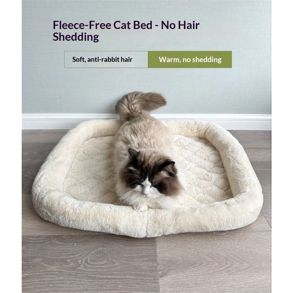 Pet Bed with Cushioning for Comfort in Crate Pet Products Machine Washable Pet Bed, winter warm cat bed(Rice white small size 35 × 40CM) — image 5