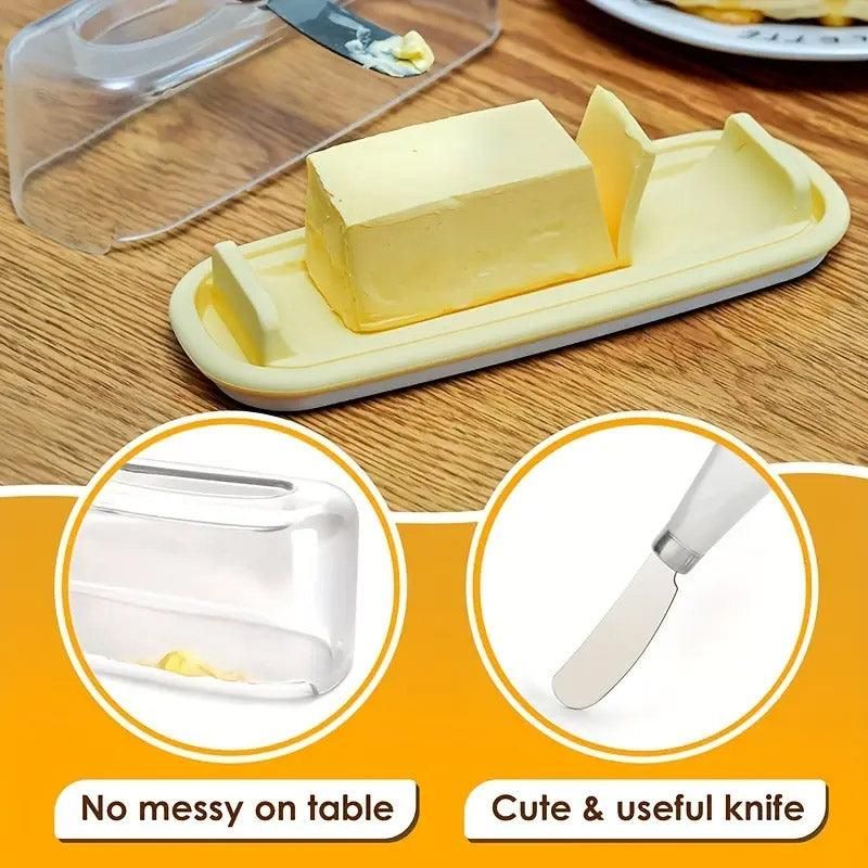 Square Butter Box with Knife Cheese Storage Container Cutting Tray for Kitchen β image 6