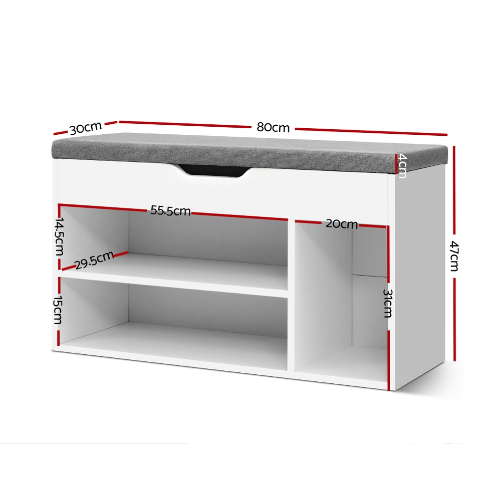 Artiss Shoe Rack Bench Shoe Cabinet White Allen โ image 2