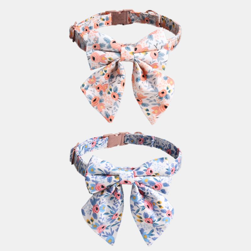 2pcs Pet Collar Dog Collar with Bow Tie and Flower Kitten Collar Breakaway Cat Bowknot Collar Small Puppy Collar Pet Bow Tie