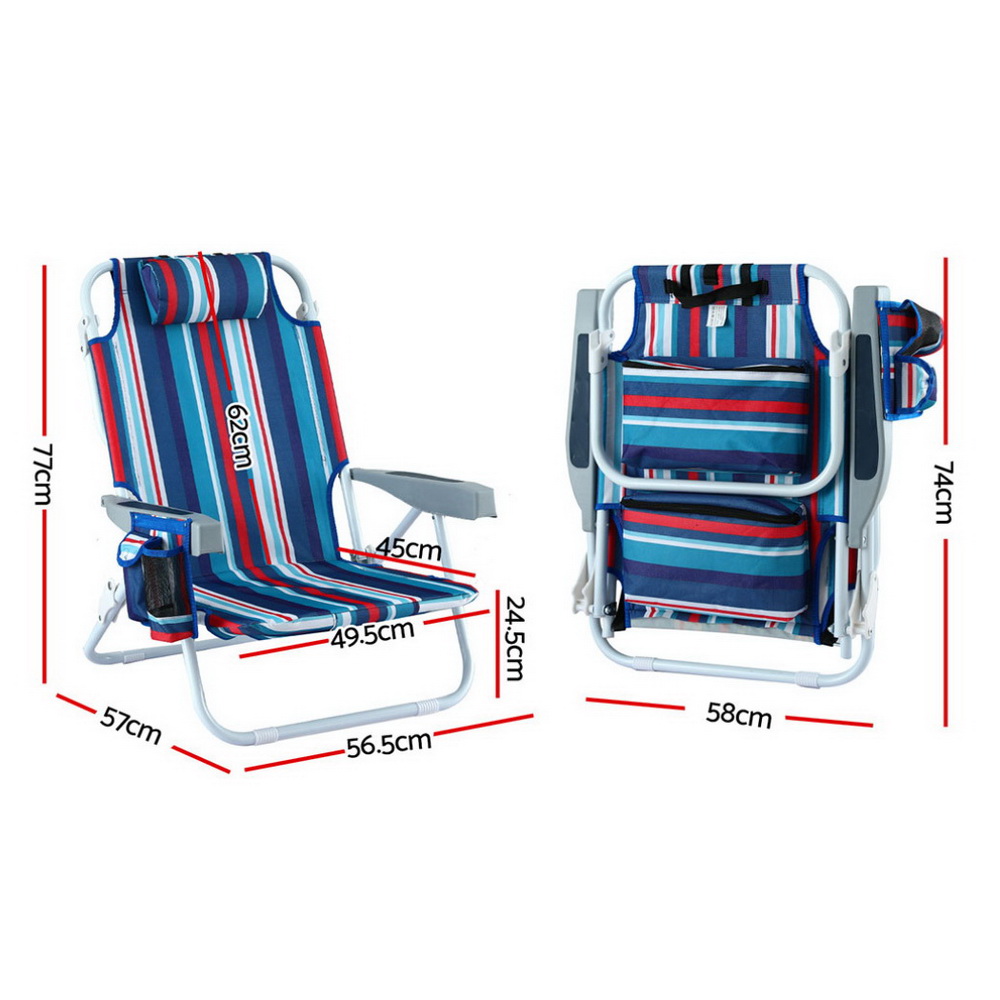Gardeon Outdoor Chairs Beach Chair Backpack Cooler Storage Lightweight Fishing Blue โ image 2