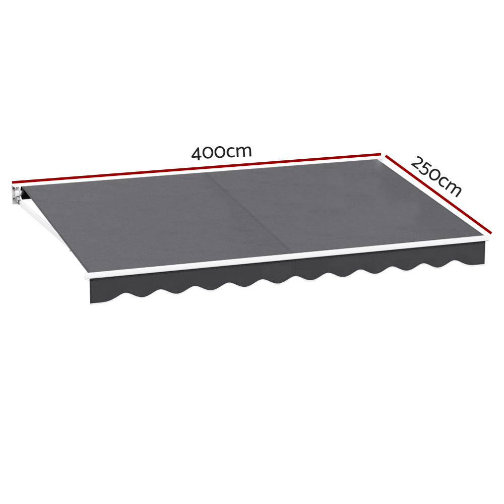 Instahut Retractable Folding Arm Awning Motorised Sunshade 4Mx2.5M Grey โ image 2