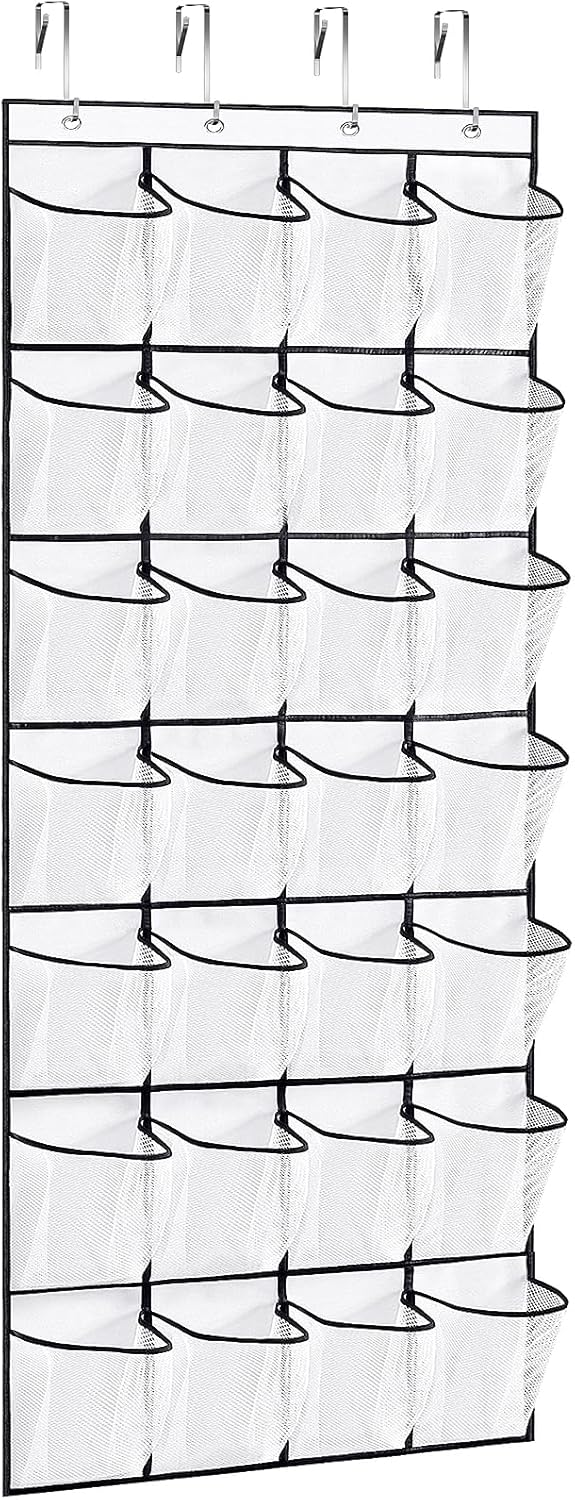 28Large Pockets Over The Door Shoe Organizer, Hanging Shoe Organizer for Closet, Premium Clear Shoe Rack for Door, Shoes Hanger Organizers Storage Holder for