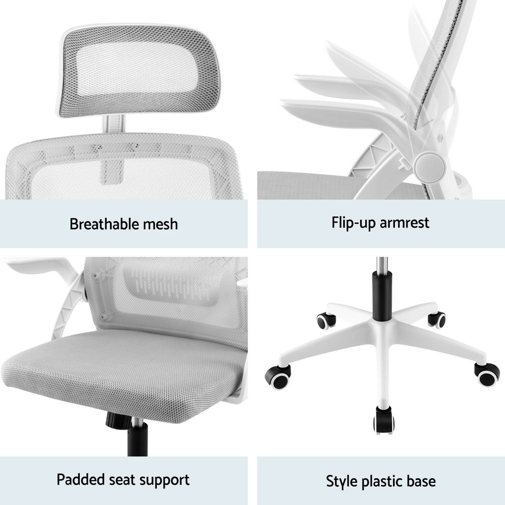 Artiss Ergonomic Office Chair Computer Desk Chairs Headrest Adjustable Grey โ image 6