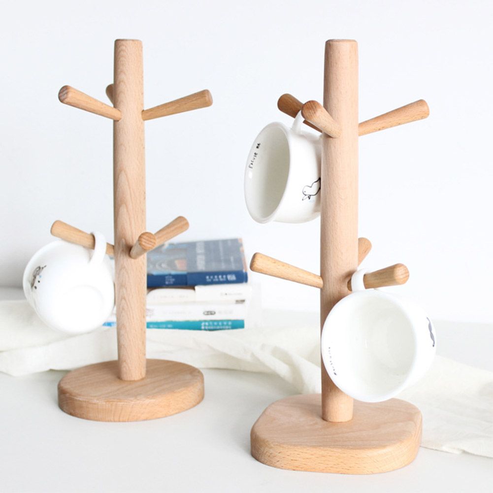 Wooden Tree Shape Mug Drying Cups Storage Rack Holder With 6 Hooks Home Kitchen Drain Hanger Stand โ image 5