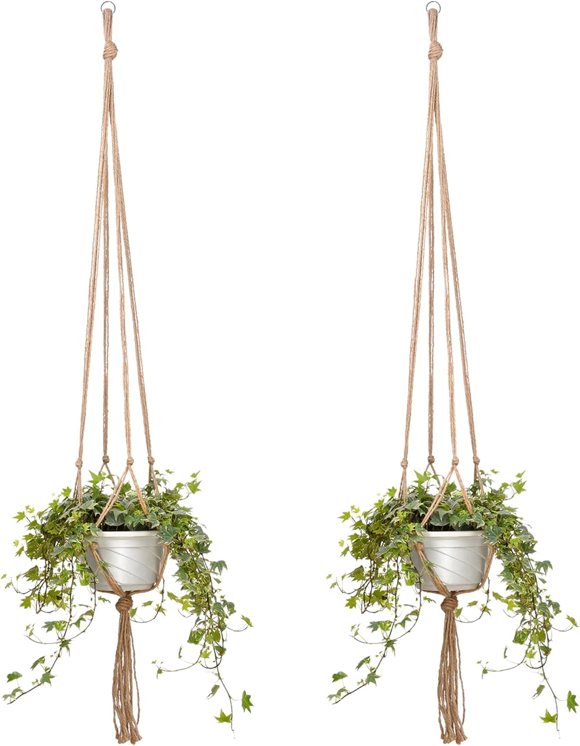 2 Pack 48 Inch Large Macrame Plant Hanger Rope to Hang Flower Pot Plant Holder for Indoor Outdoor Decorations, 4 Legs (Linen Color) — image 4