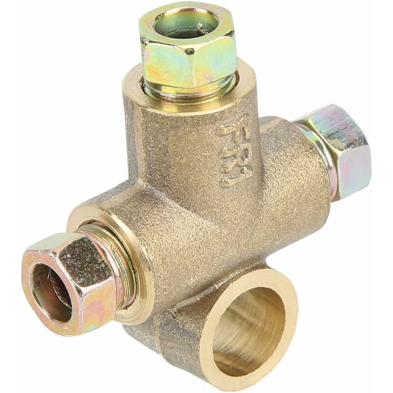 Brake Line Tee Pipe Connector T Shape 3 Way Adapter With 3 Male Nuts Short Union M10 3/16 Inch 10Mm Hose+3 Way Brake โ image 4