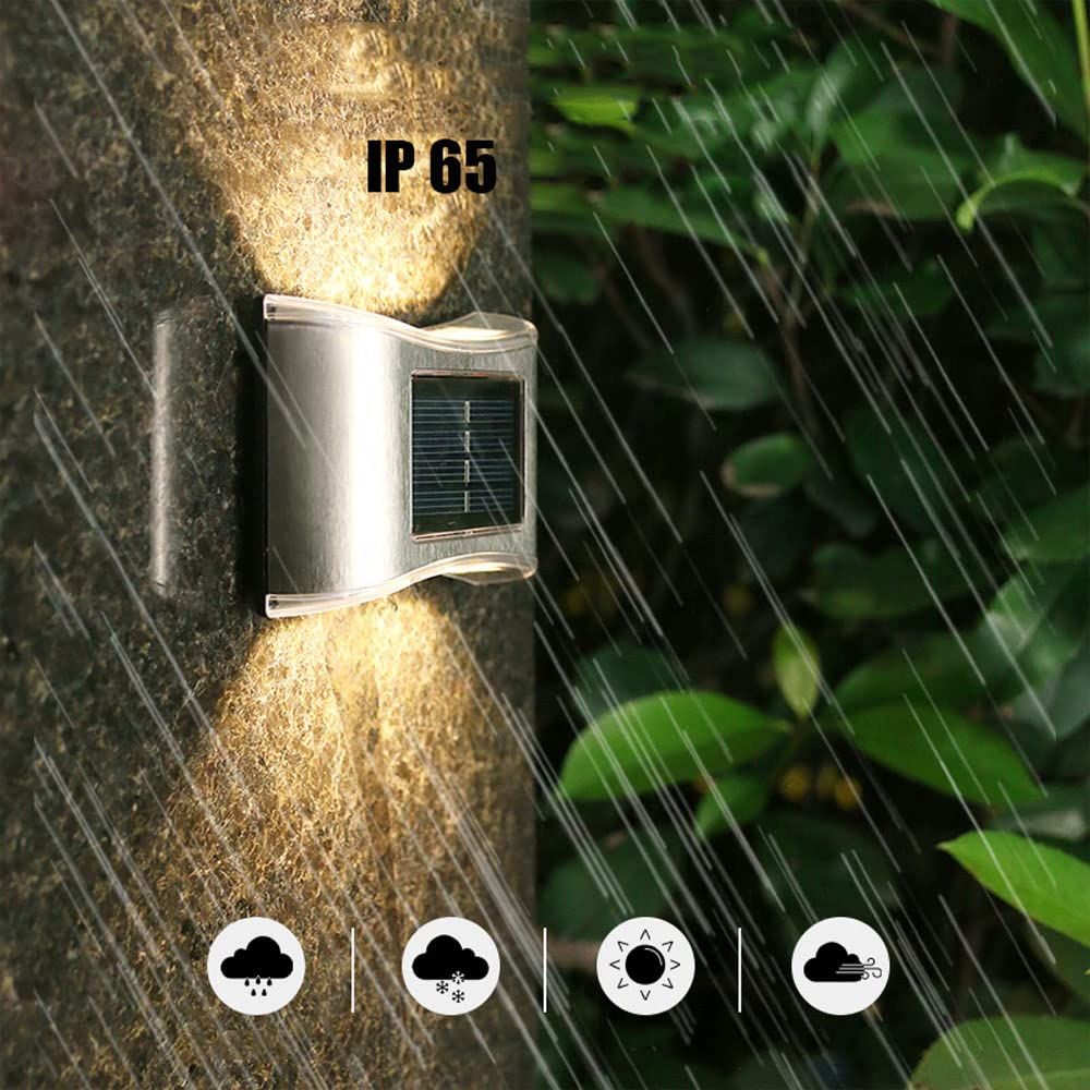 4 Pack Solar Wall Lights up Down,Outdoor Solar Fence Lights,Water Proof LED Modern Lighting Decor, Outdoor Solar Lights for Step — image 3