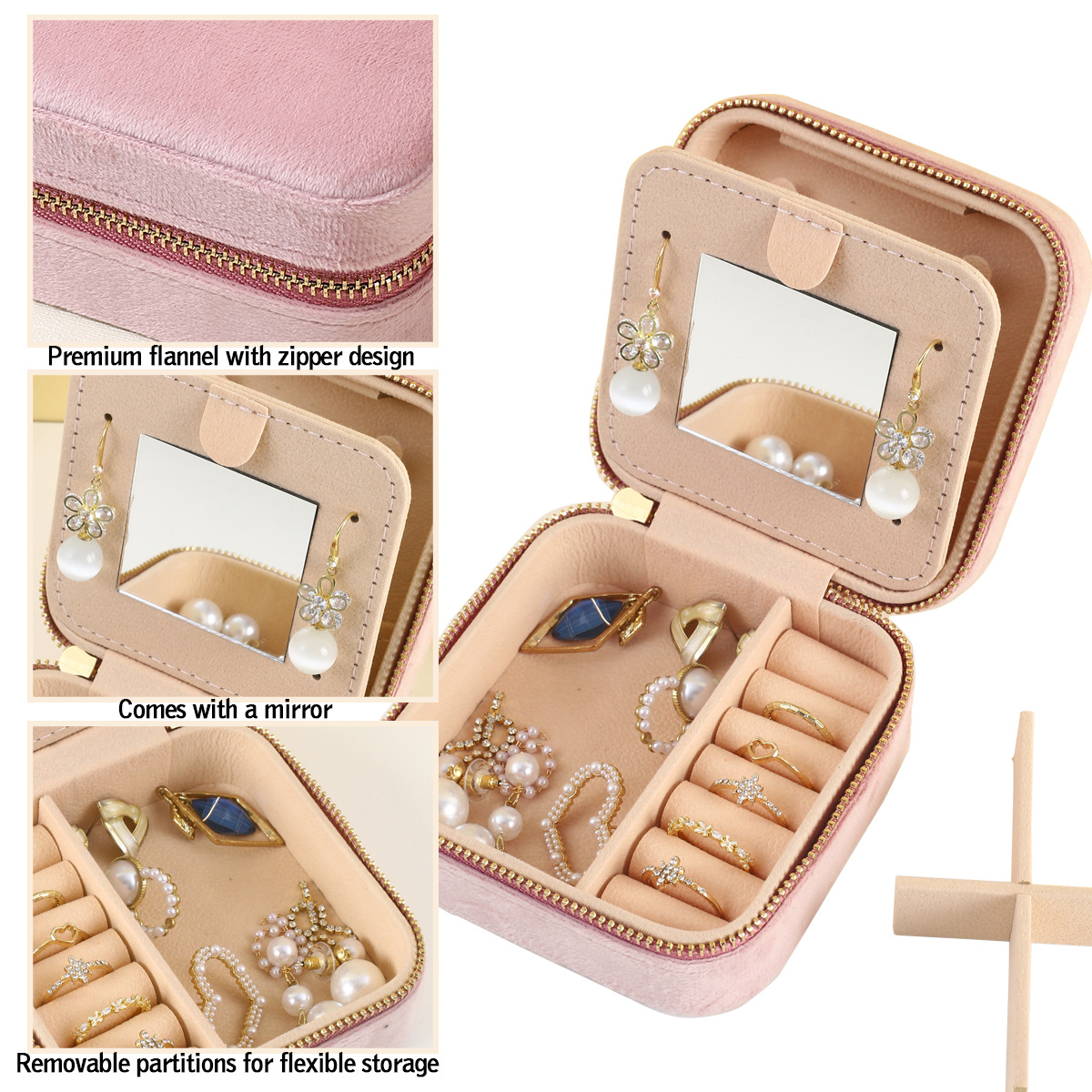 2PCS Black Portable Travel Jewelry Box with Mirror and Compartments โ image 3