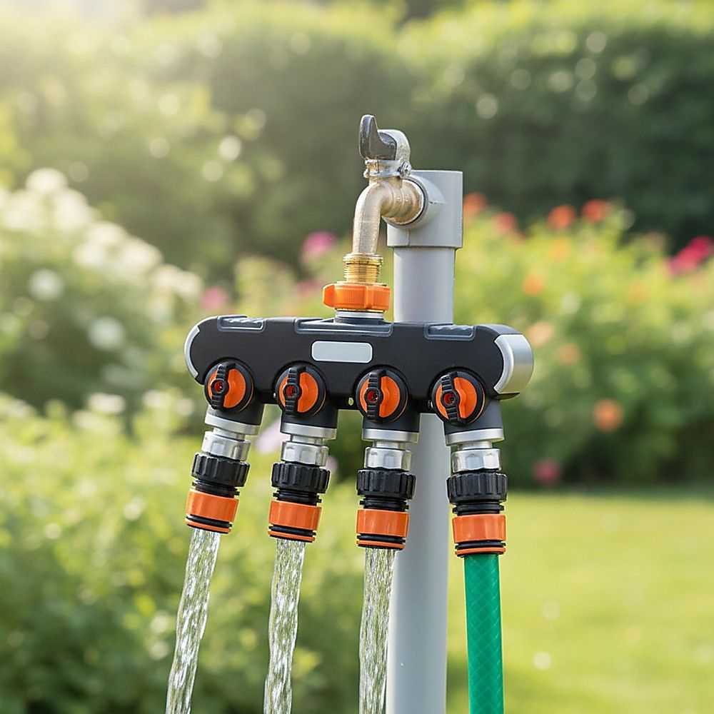4 Way Hose Splitter Tap Garden Water Irrigation Distributor Valve โ image 2