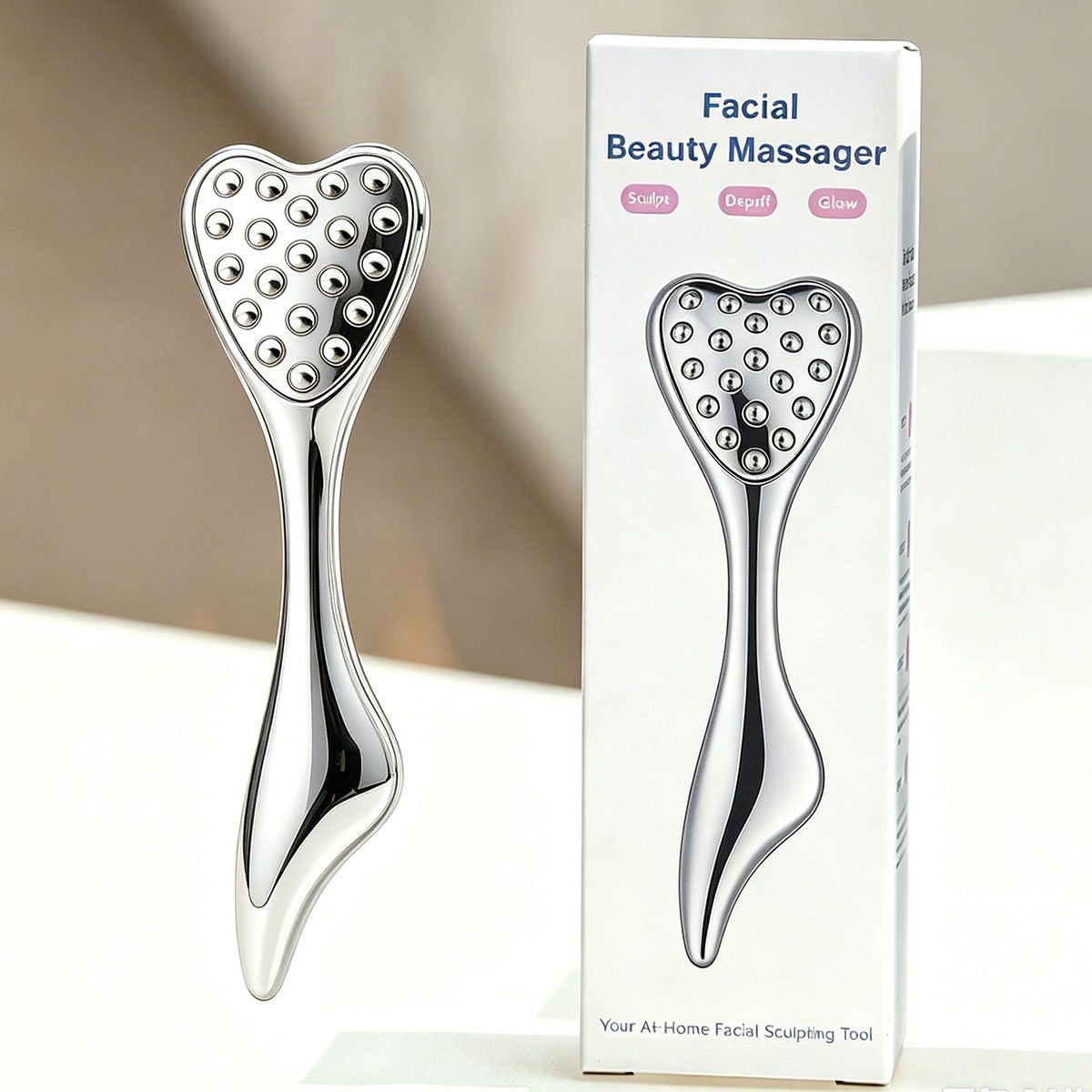 304 Stainless Steel Heart Shaped Roller Ball Massager: Face Lifting and Eye Soothing, Body Scraping and Relaxation, Lightweight and Portable, One Tool for
