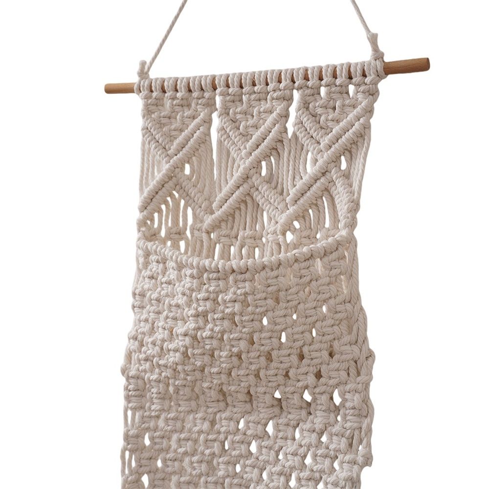 2 Tier Hanging Basket, Hanging Basket for Fruit and Vegetable Storage, Cotton Rope Woven Baskets for Kitchen, Decorative Boho Decor Hanging Plant Holder — image 2