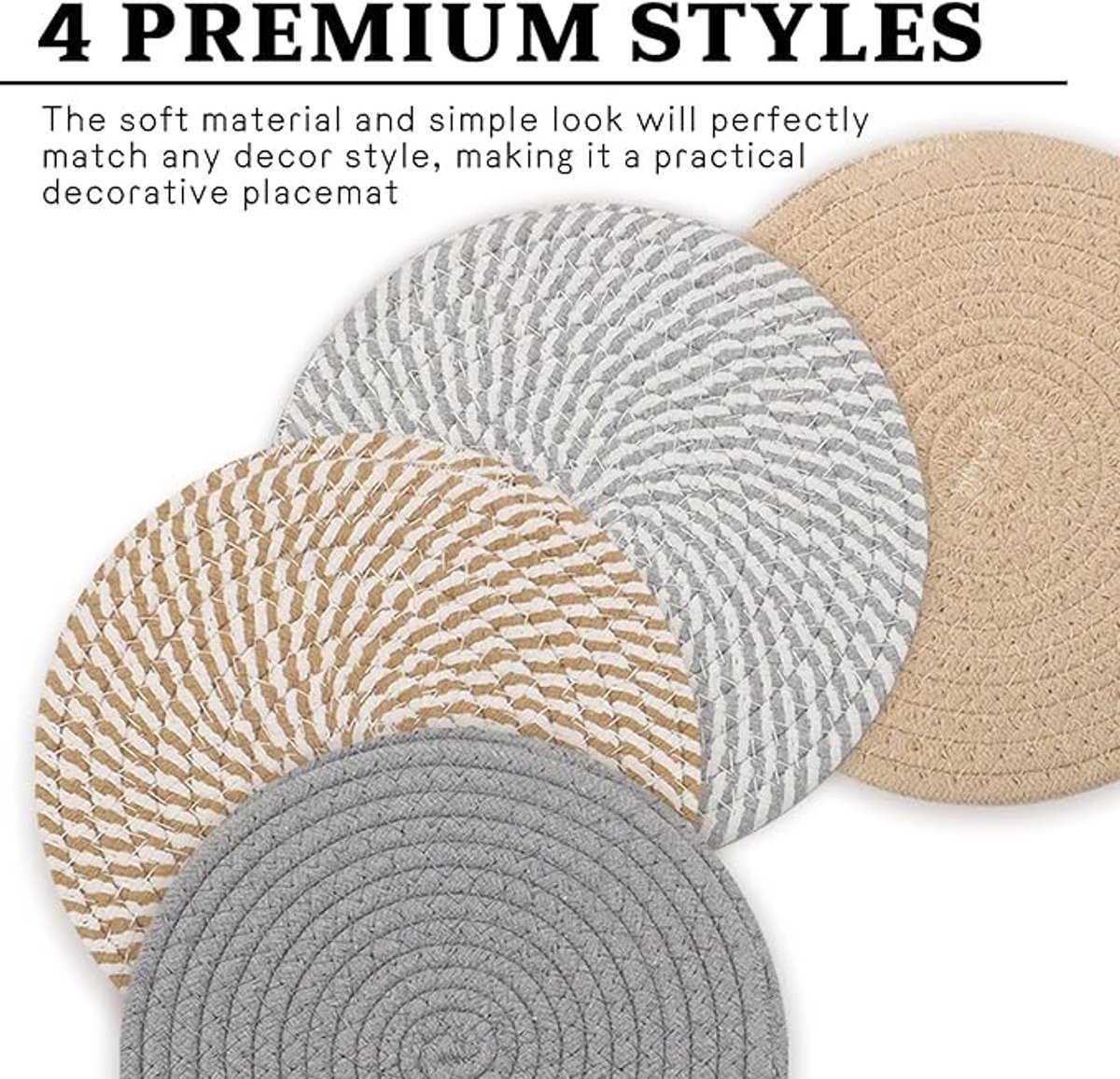 Placemats - Set of 4 - 20cm Placemats - Round Placemats - Heat Resistant Coasters - Washable - Suitable for kitchen tables and family dining rooms — image 3