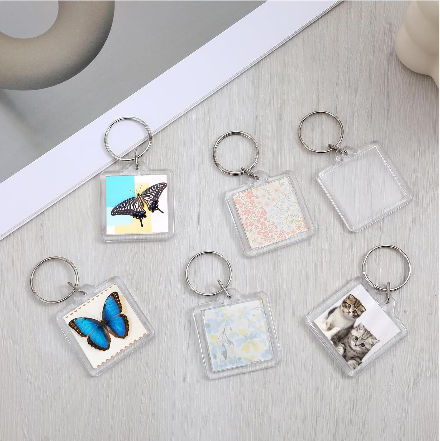 10PCS Acrylic Photo Keychain Blanks,Clear Blank Keychains Picture Frame Keychain Holder DIY Set for Bags Car Purses — image 5