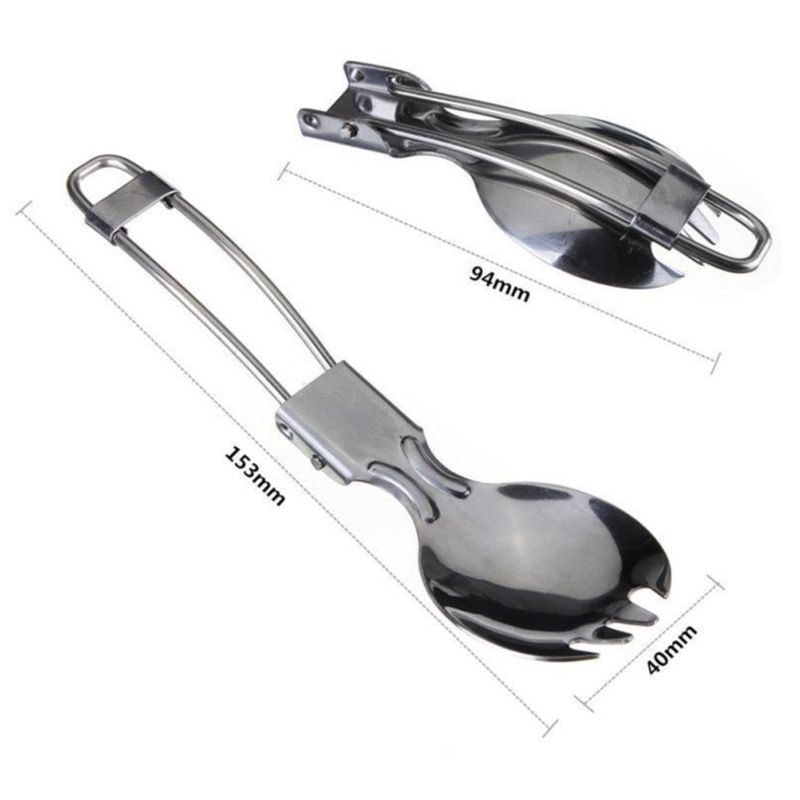Outdoor Travel Spoon Spork Camping Cutlery Folding Fork Spoon 2 In 1 Outdoor Travel Tableware For Hiking Picnic Trekking Indoor — image 2