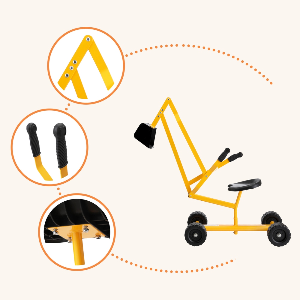 Keezi Kids Ride On Car Digger Bulldozer Sandpit Play Toys Rotate Seat Yellow โ image 6