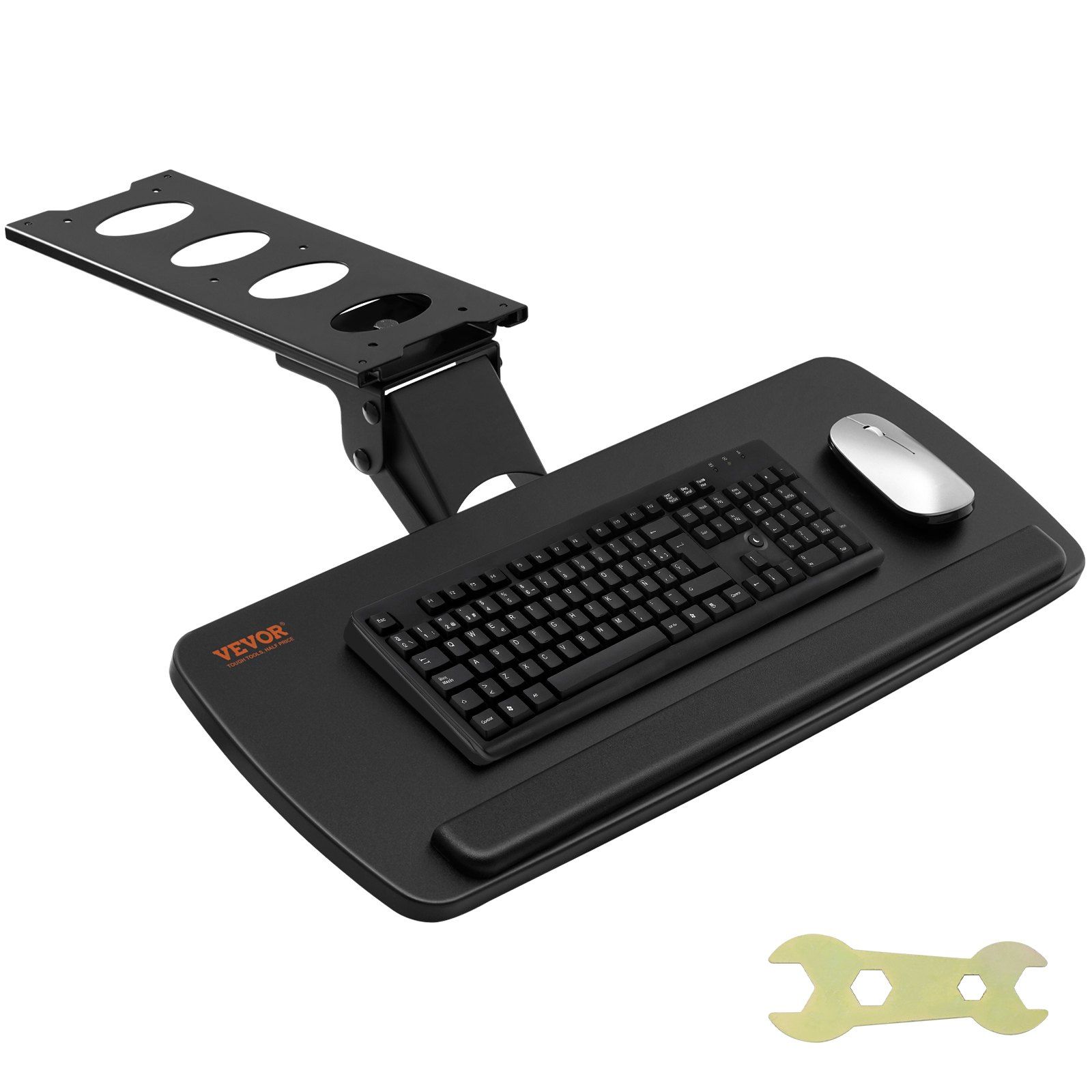 Keyboard Tray under Desk Adjustable Height and Angle Slide Out Keyboard Holder 25 x 9.8 inch Ergonomic under Desk Keyboard Shelf with Wrist Rest for Home and