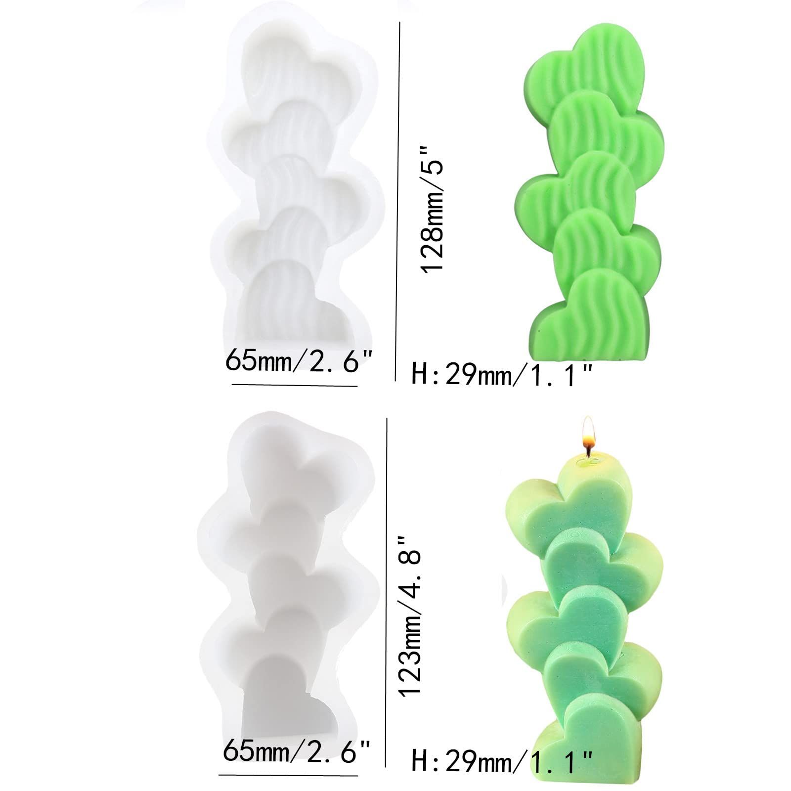 4 Pcs Stacking Hearts Shape Candle Mould, 3D Scattered Love Silicone Mold,Silicone Mold for Making Candles,(White) — image 2