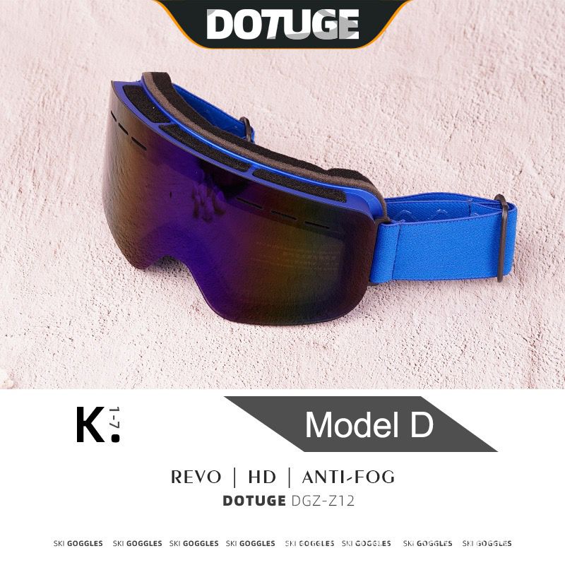 DOTUGE DGZ-Z12 Ski Goggles with REVO Coating, Anti-Fog, HD Dual-Layer PC Lens, TPU Frame, Impact-Resistant Sponge, Adjustable Strap, Large Field Cylindrical