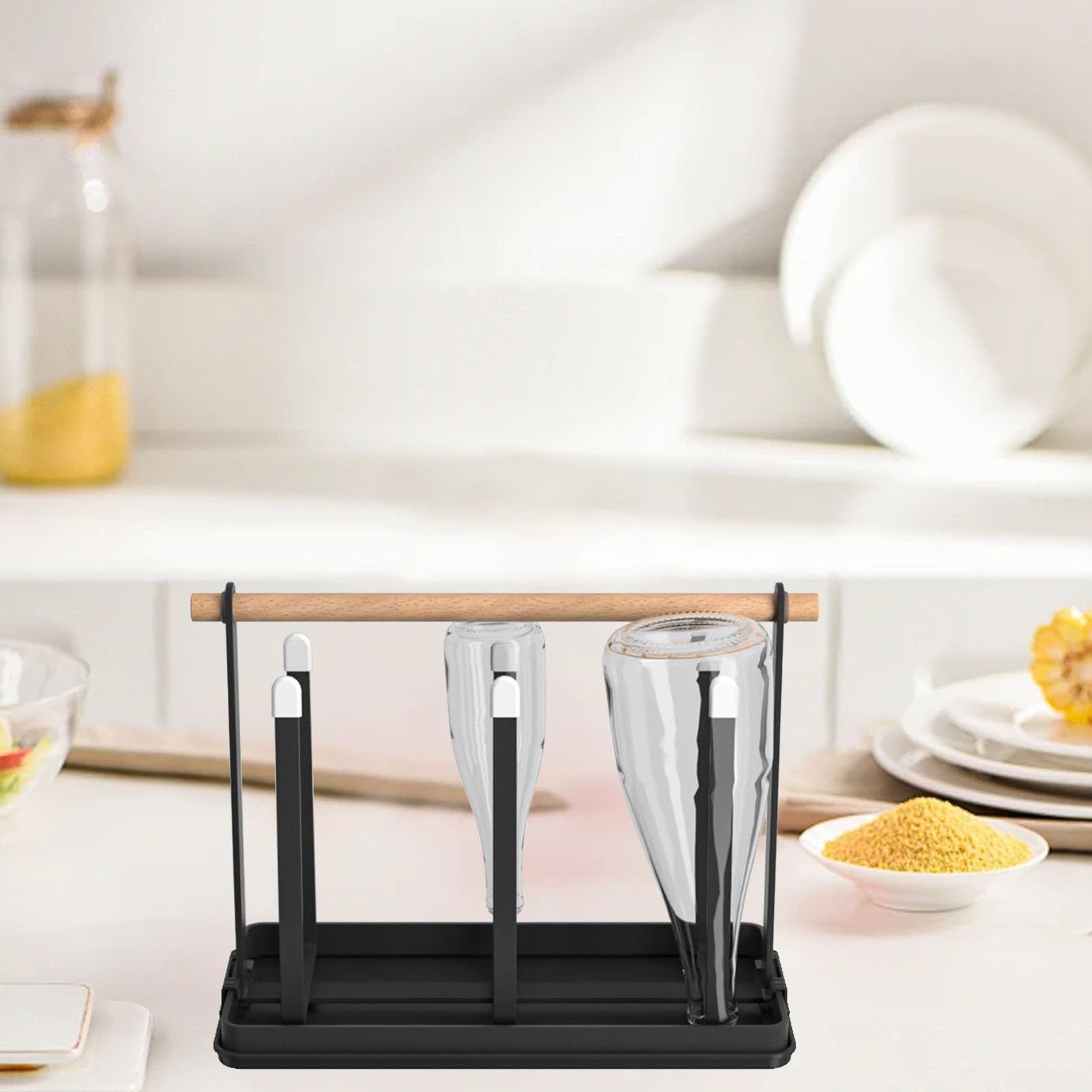 Bottle Holder Dish Drainer Bottles 6 Bottle Stand, Metal Cup Holder with Drip Tray and Bottle Dryer for Bottles and Cups โ image 3