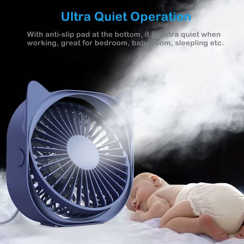 Personal Desk Fans Small Quiet, 3 Wind Speeds, Small Portable Table Fans Fast Cooling For Office, Dorm ROom (Blue) — image 4