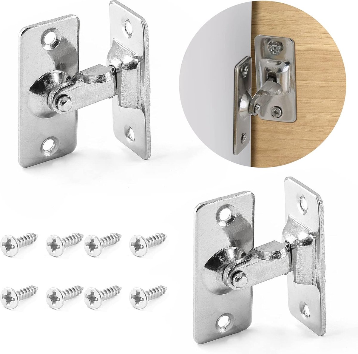 90 Degree Bolts Door Bolt - 2 Pairs - Sliding Screen Door Bolt - Stainless Steel - Barn Door Lock - Bolt - Latch - Lock Pocket Door Locks - Slide Door for