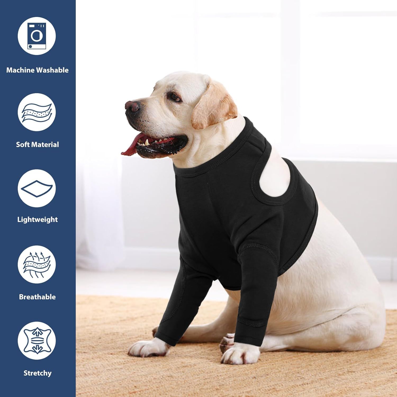 Dog Recovery Suit for Front Legs, Adjustable Dog Leg Sleeves to Stop Licking, Dogs Elbow Braces Protector for Leg Injuries Shoulder Wound,Black,L โ image 2