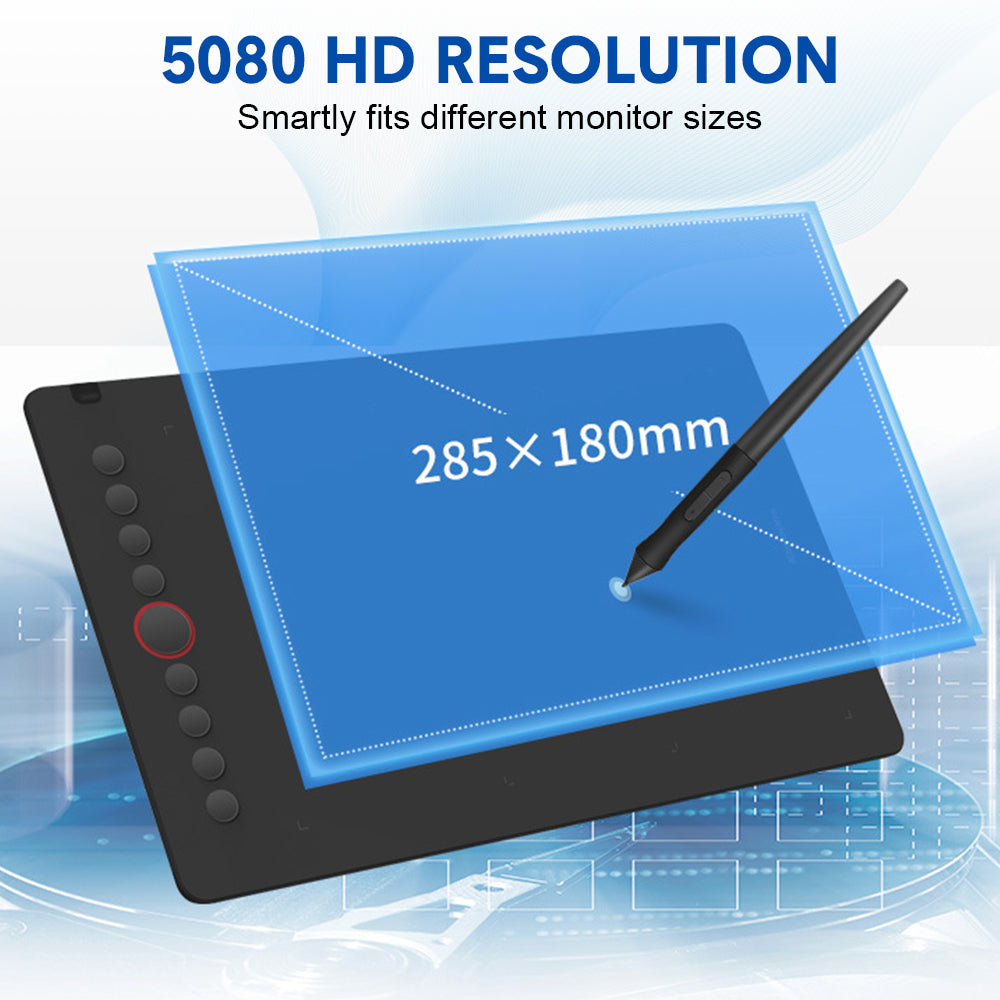 Digital Graphics Tablet Drawing Pad 8192 Levels Large Working Area 285 × 180mm Compatible with Win/MacOS Support PC/Mobile for Drawing Designing Teaching — image 4