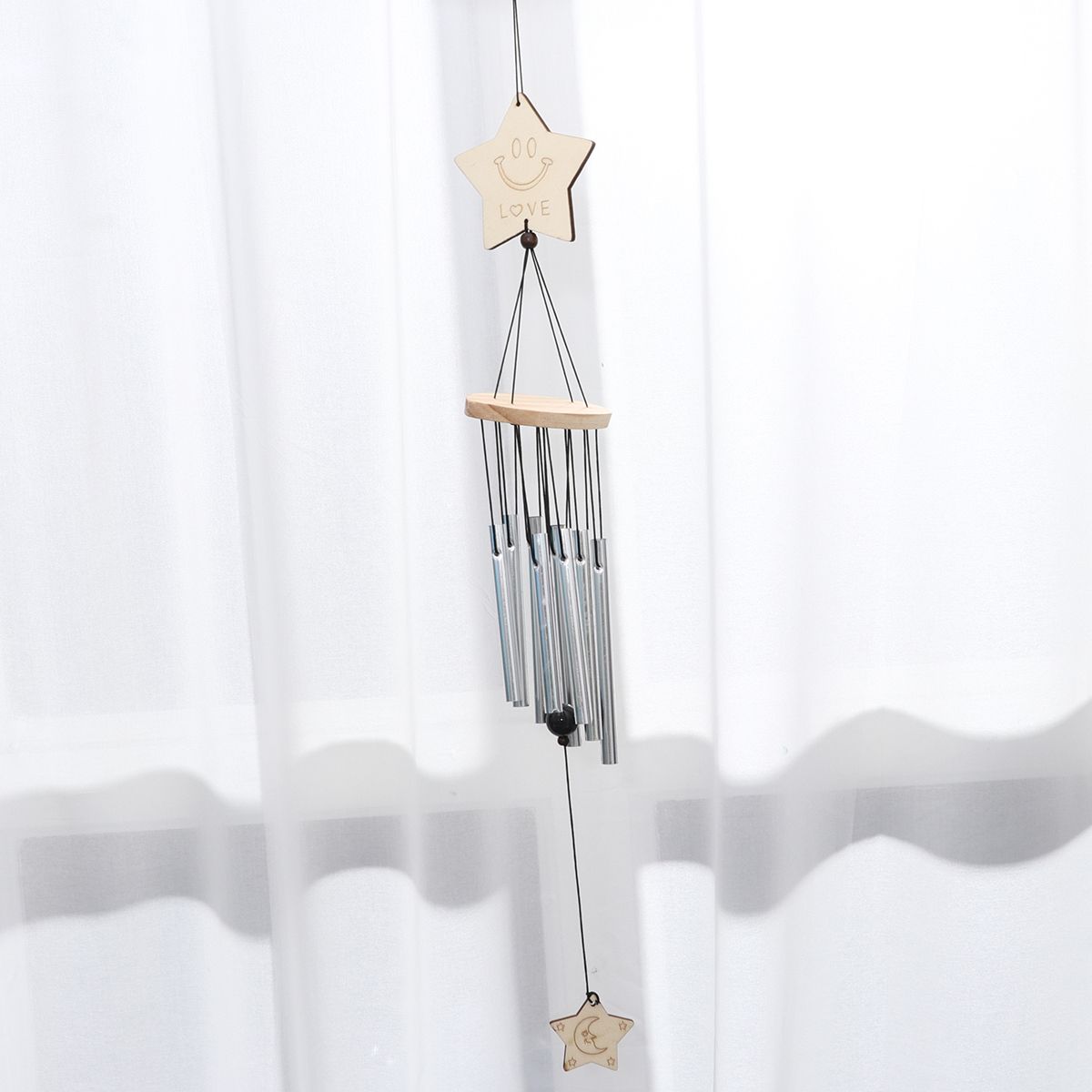Metal Multi-Tube Solid Wood Wind Chime Lovely Outdoor Living Yard Garden Decorations Window Bells Wall Hanging Ornaments — image 5
