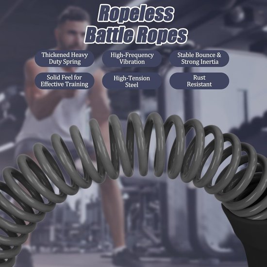 2-Pack Cordless Battle Ropes - Battle Rope - Fitness Rope - Soft Grip - For Home Gym & HIIT - Portable Arm and Core Trainer - Black — image 4